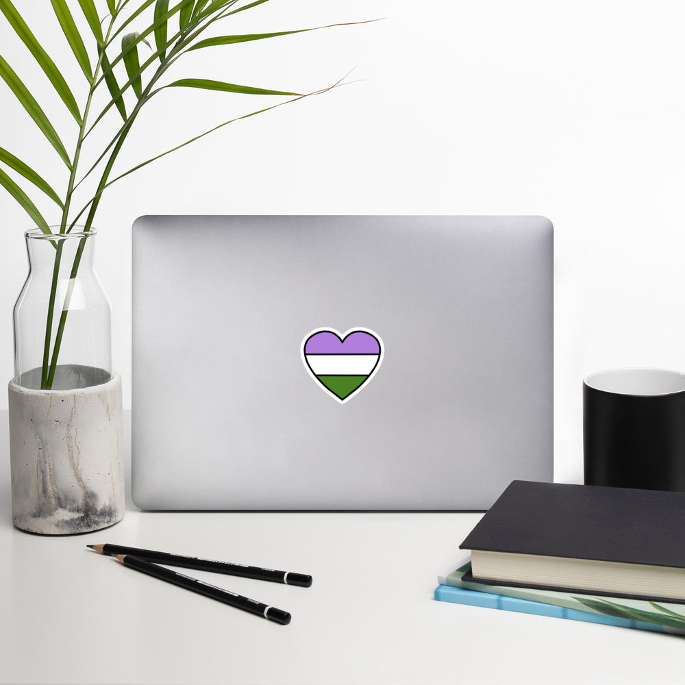 Genderqueer Pride Heart Sticker – LGBTQ Flag Vinyl Decal