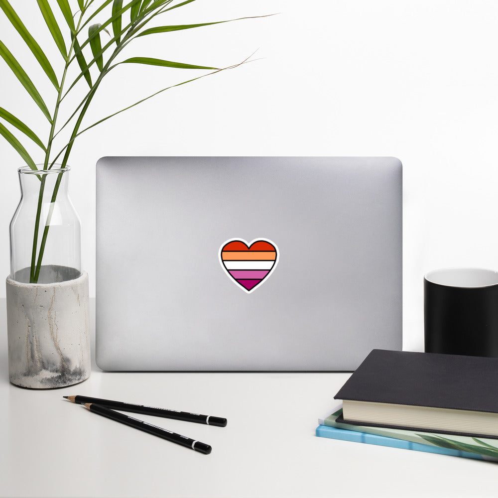 Lesbian Pride Heart Sticker – Lesbian Flag Vinyl Decal