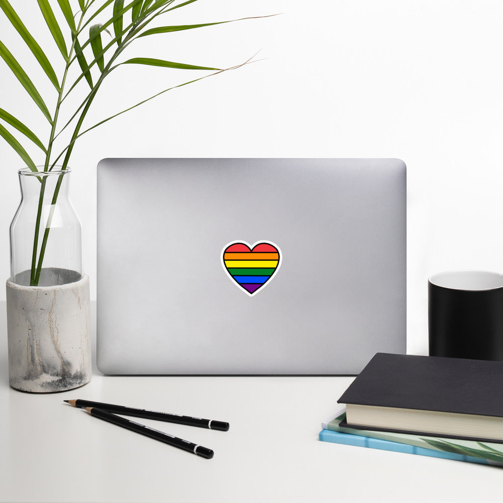 Rainbow Pride Heart Sticker – LGBTQ Flag Vinyl Decal