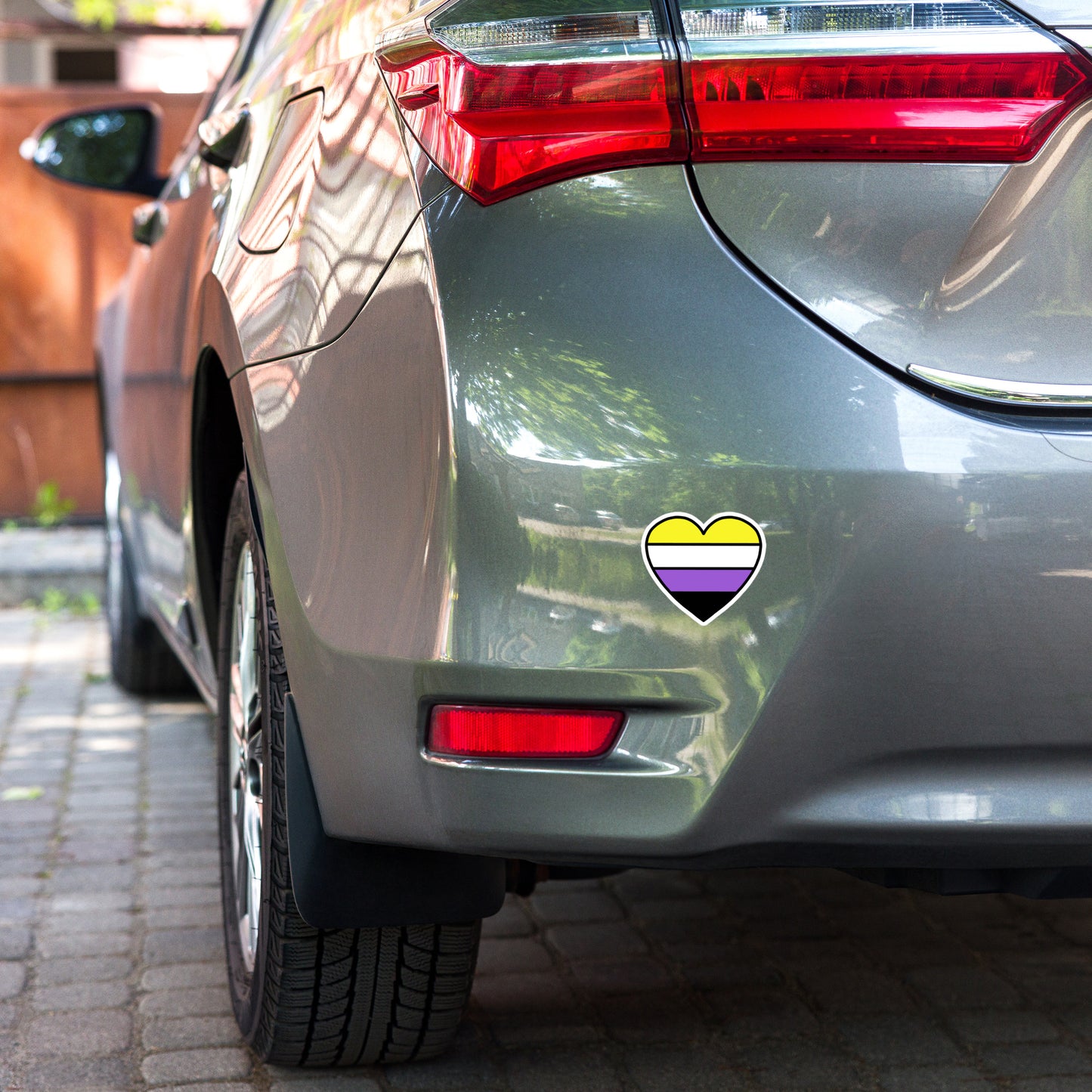 Nonbinary Pride Heart Sticker – NB Flag Vinyl Decal
