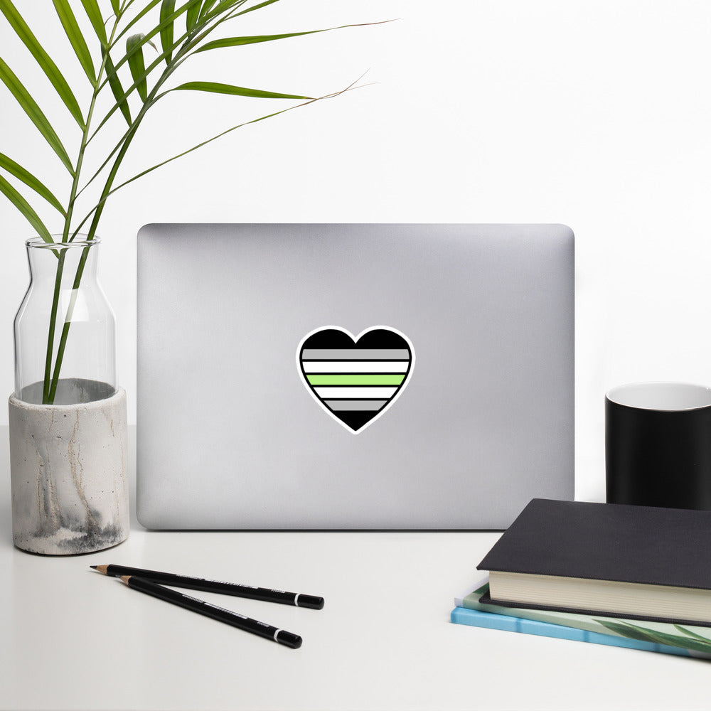 Agender Pride Heart Sticker – Cute LGBTQ Vinyl Decal