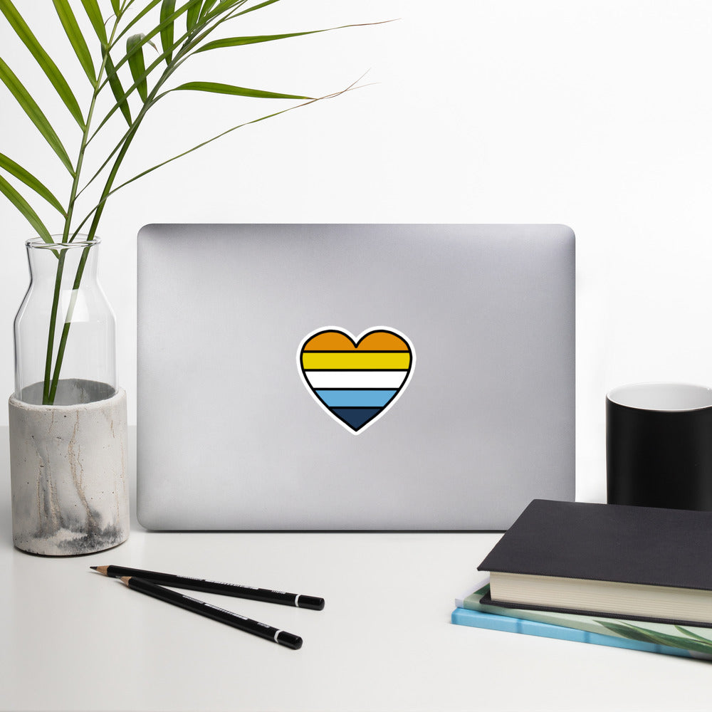 Aroace Pride Heart Sticker – Aromantic Asexual Flag Vinyl Decal