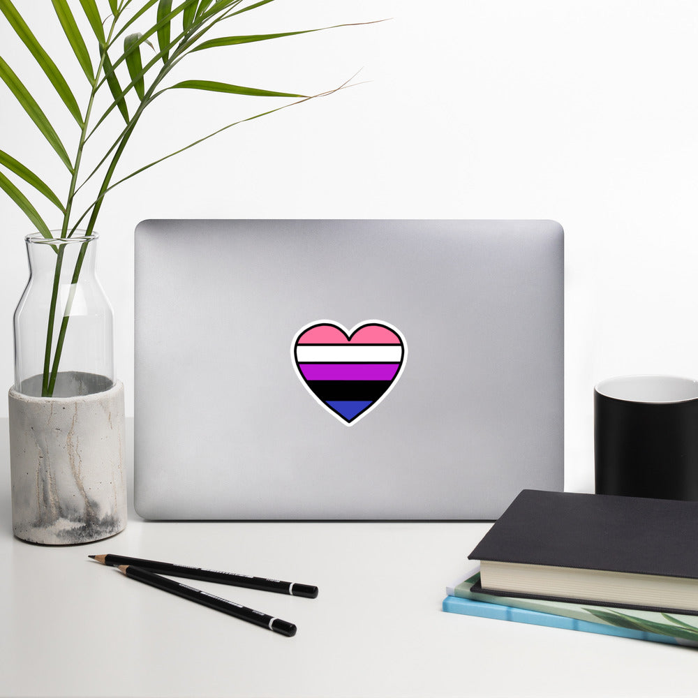 Genderfluid Pride Heart Sticker – LGBTQ Flag Vinyl Decal