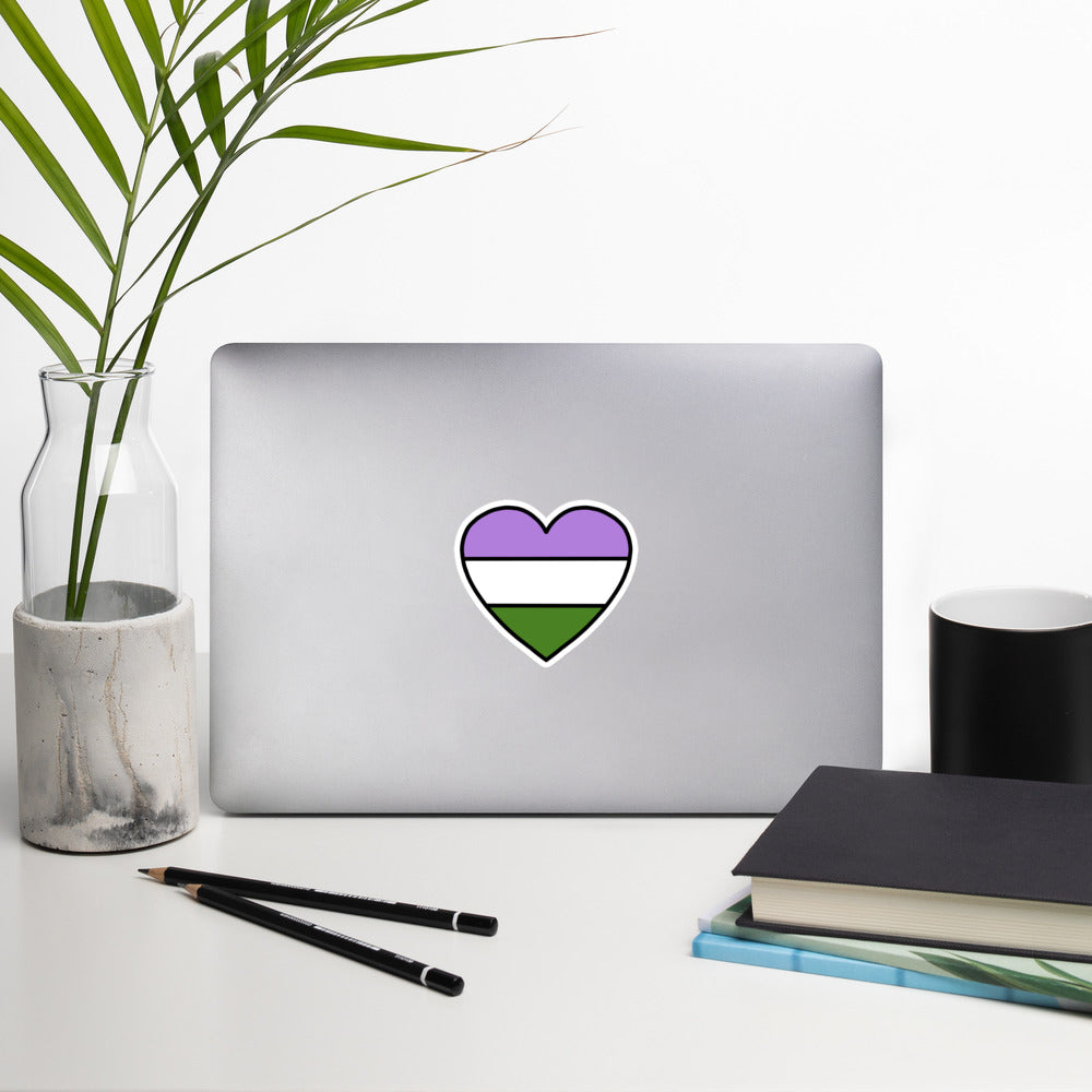 Genderqueer Pride Heart Sticker – LGBTQ Flag Vinyl Decal