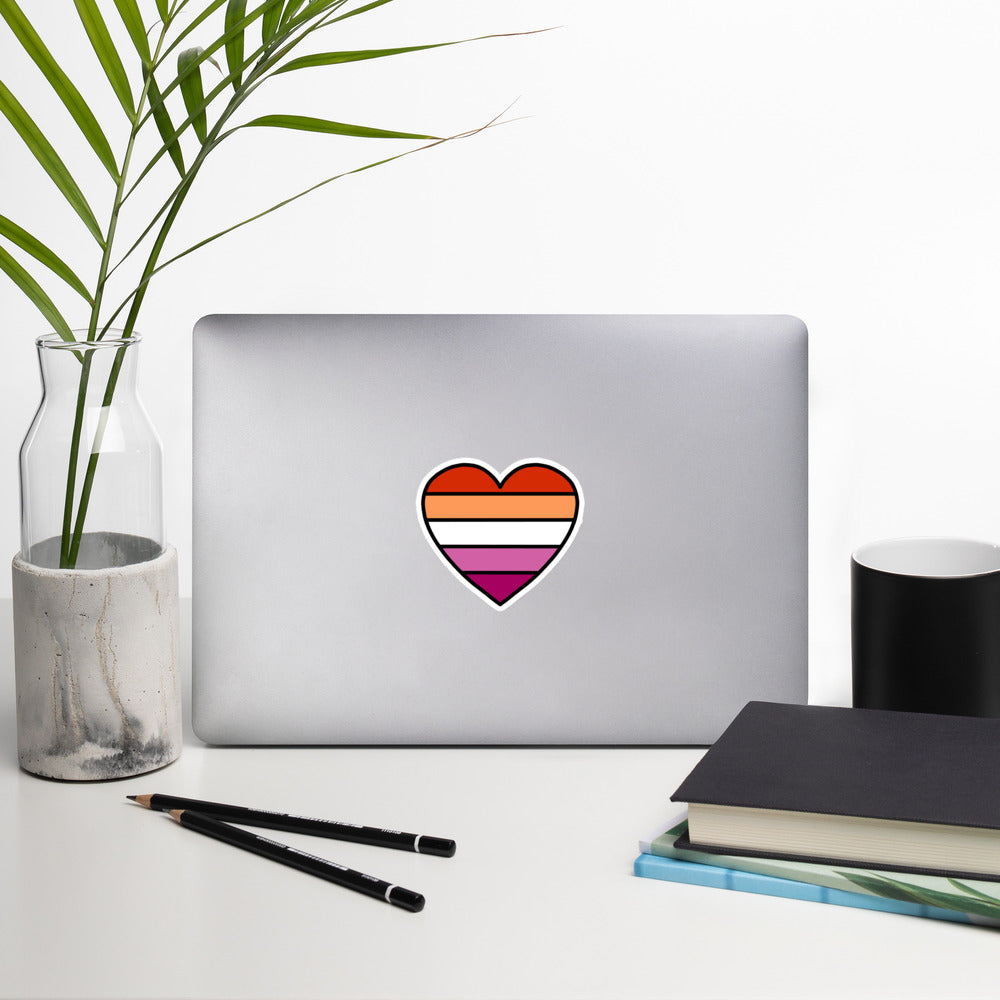Lesbian Pride Heart Sticker – Lesbian Flag Vinyl Decal