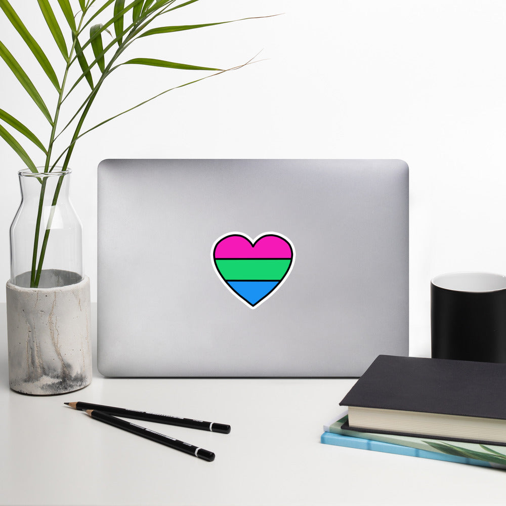 Polysexual Pride Heart Sticker – Poly Flag Vinyl Decal