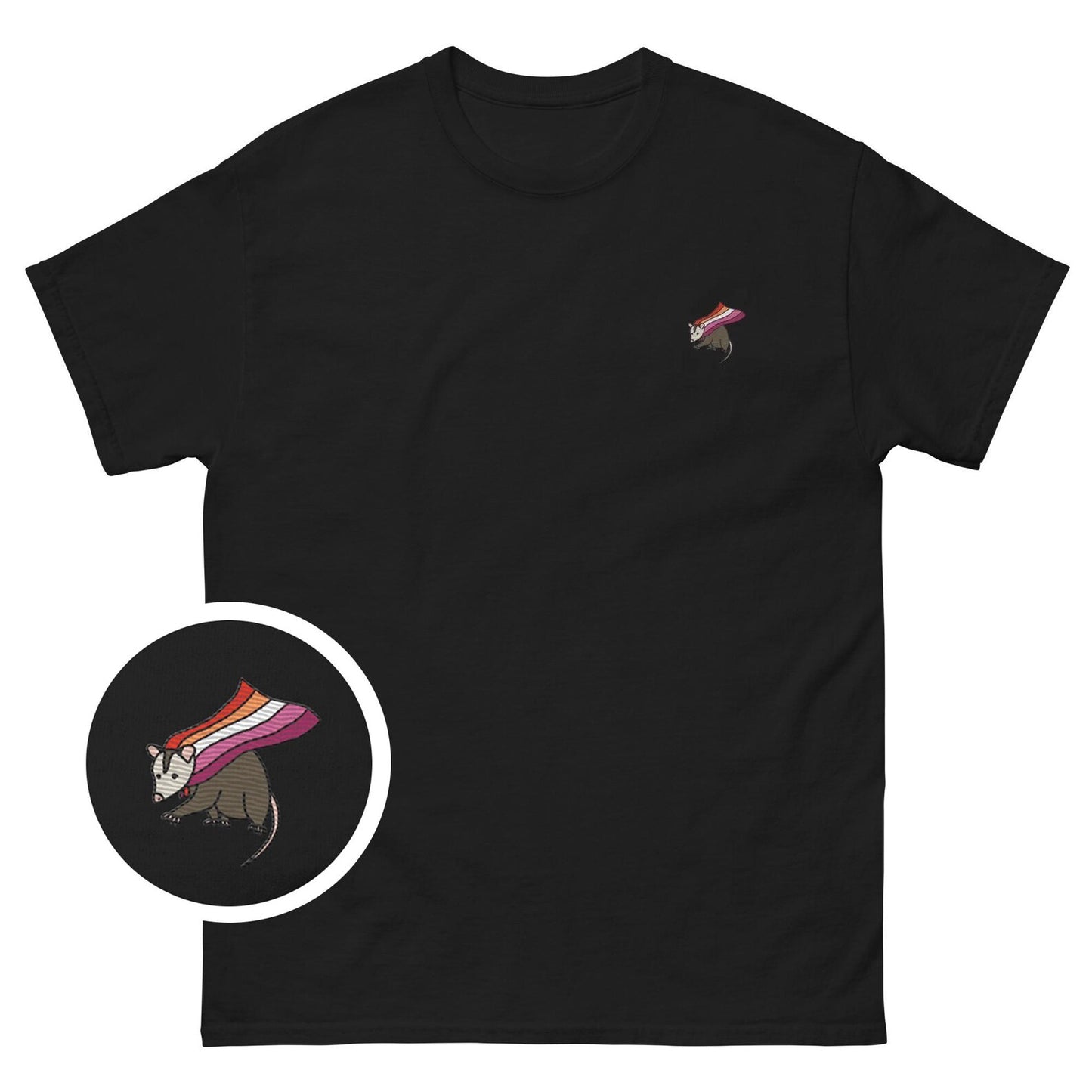 Lesbian Pride Embroidered Possum T-Shirt