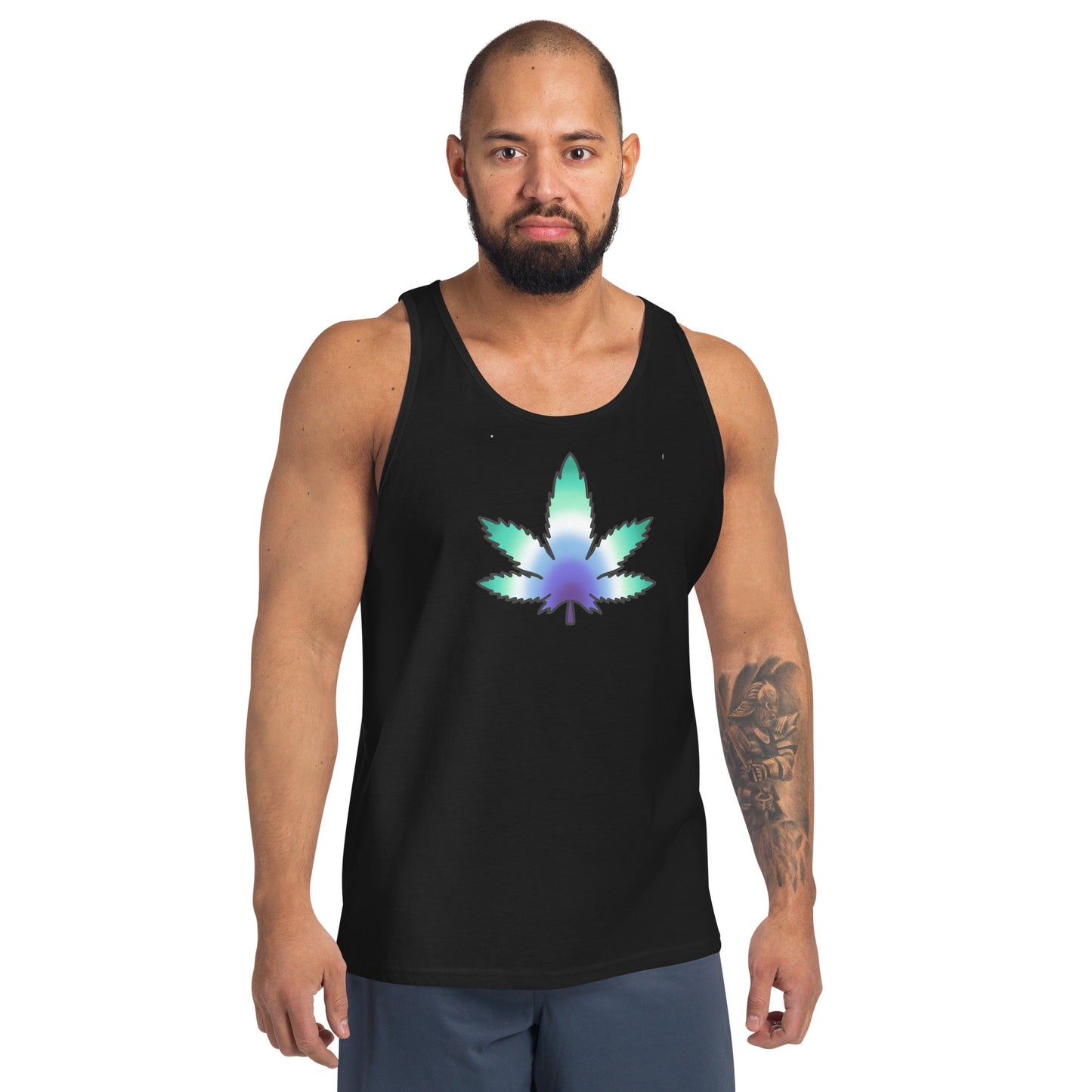 Masculine Gay Pride Leaf Tank Top