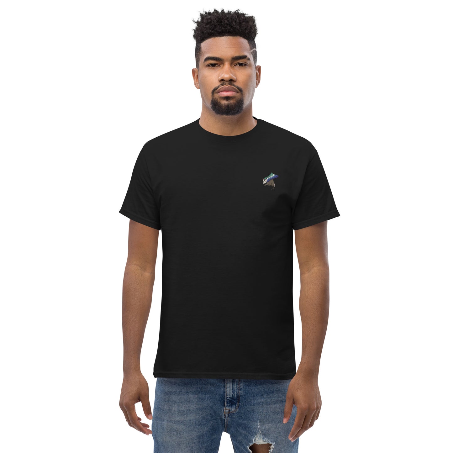 Masculine Gay Pride Embroidered Possum T-Shirt