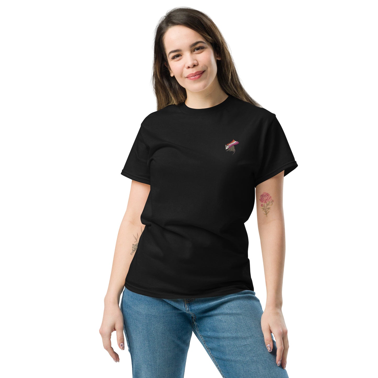 Lesbian Pride Embroidered Possum T-Shirt