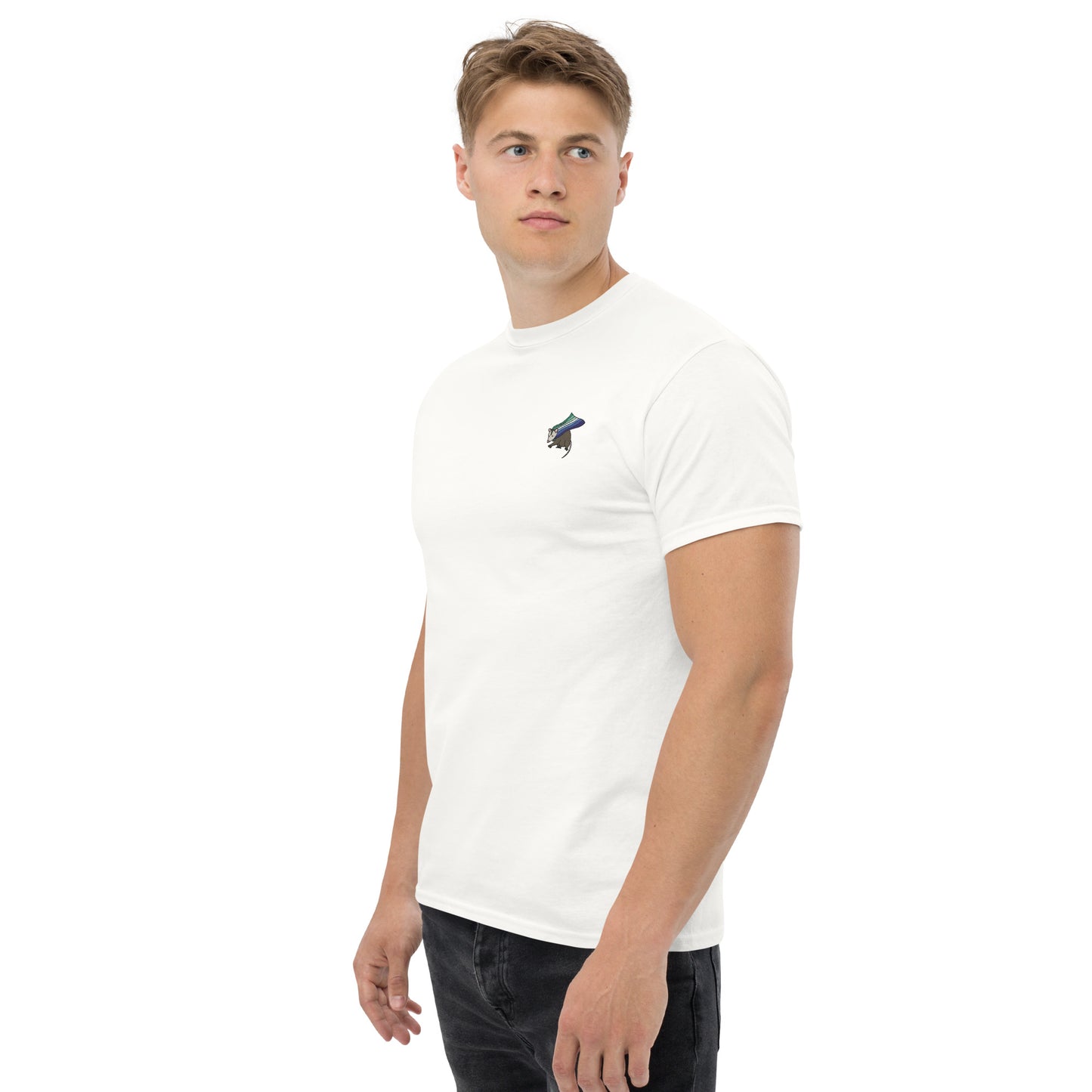 Masculine Gay Pride Embroidered Possum T-Shirt