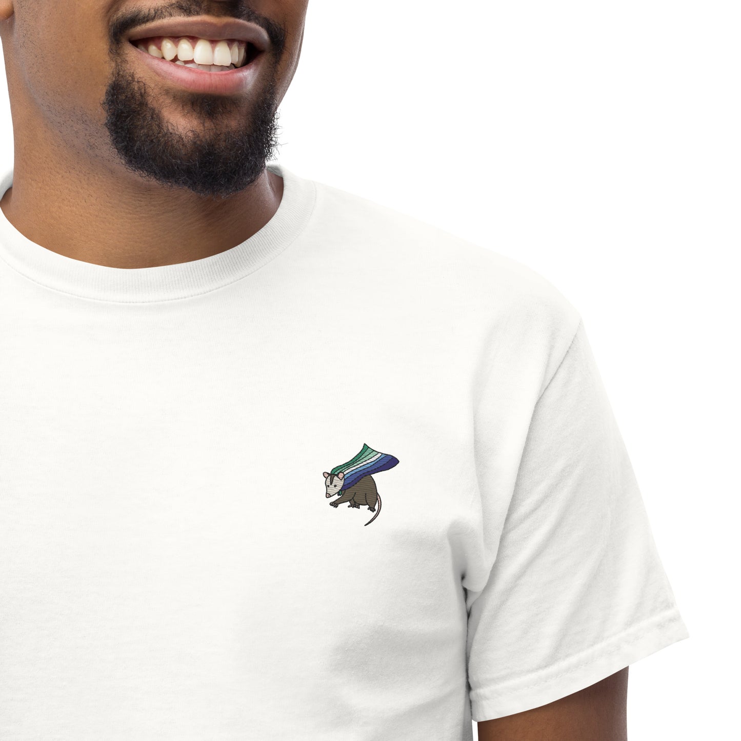 Masculine Gay Pride Embroidered Possum T-Shirt