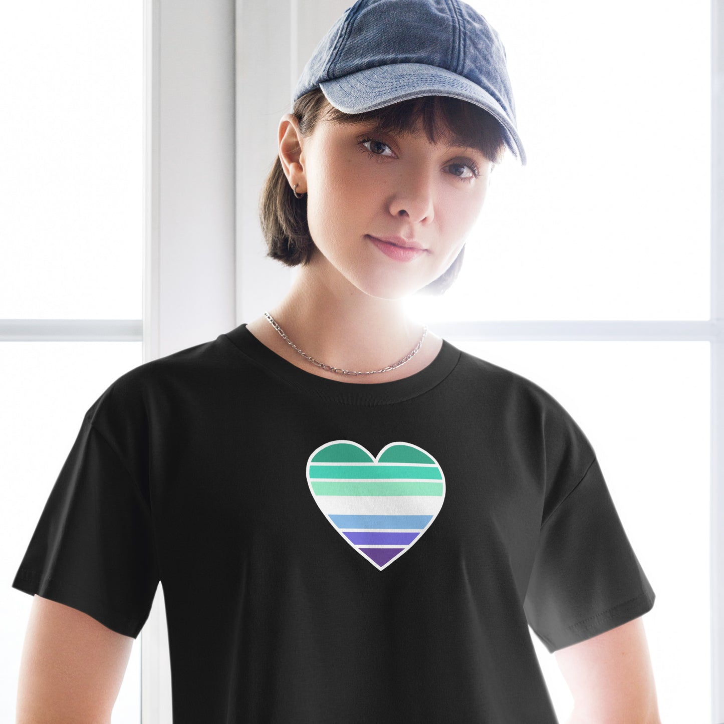 Masculine Gay Pride Heart Crop Top