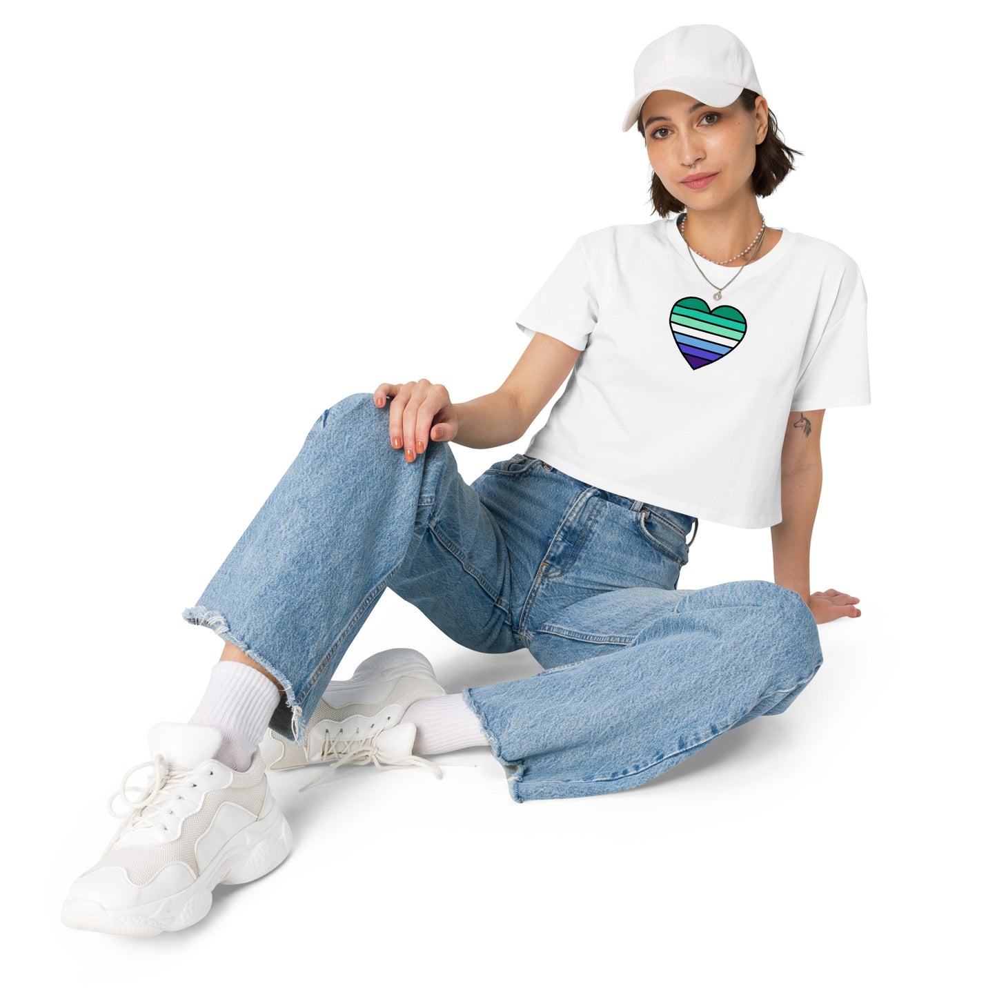 Masculine Gay Pride Heart Crop Top