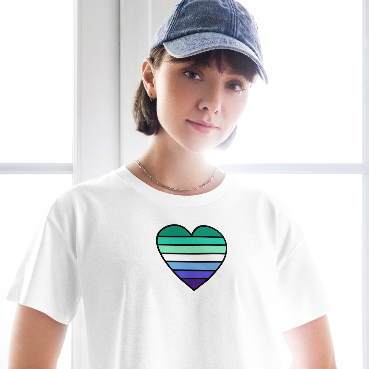 Masculine Gay Pride Heart Crop Top