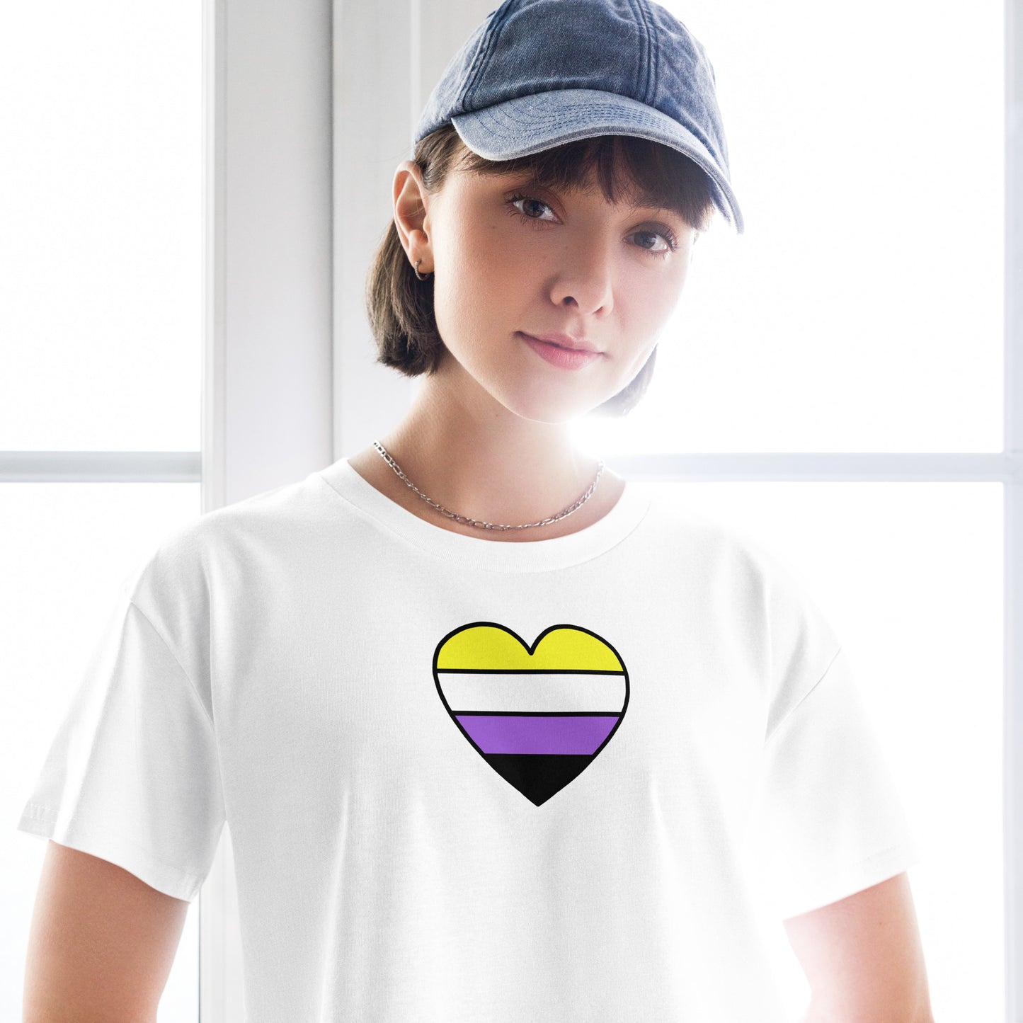 Nonbinary Pride Heart Crop Top